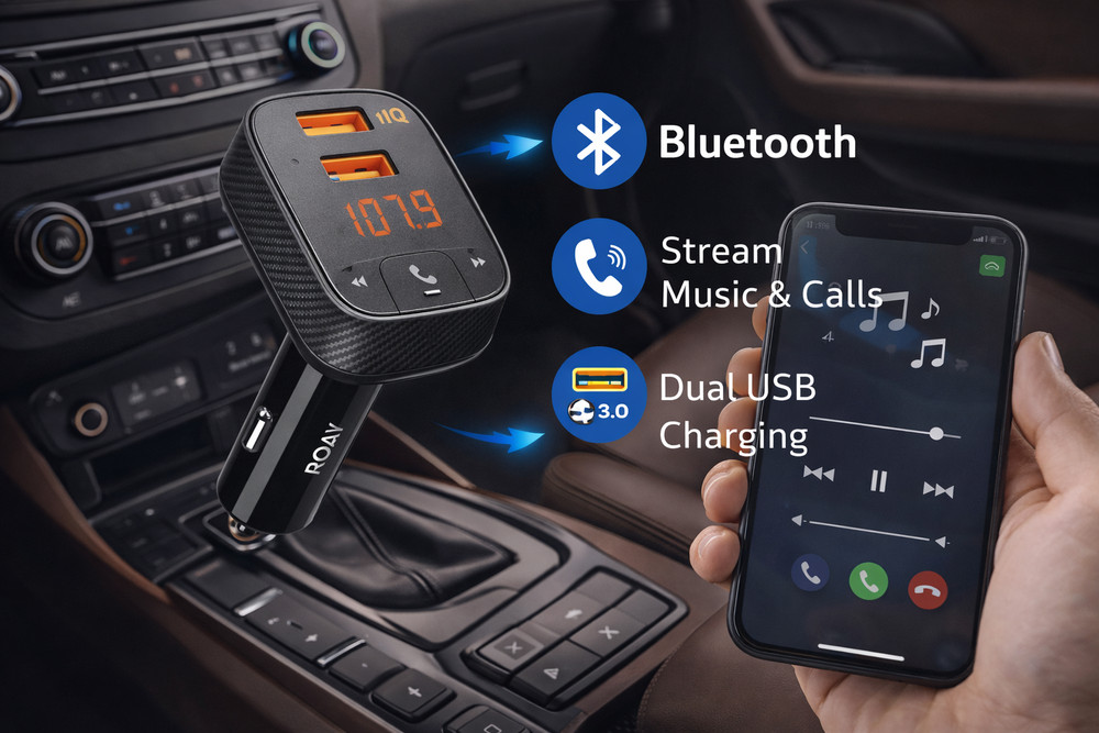 ROAV F2 Smart Charge Bluetooth FM Transmitter Wireless Audio Adapter Car SUV