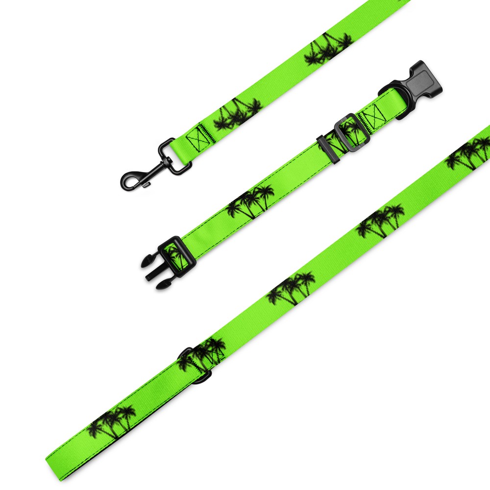 Pet collar & leash Palm Trees (Green)