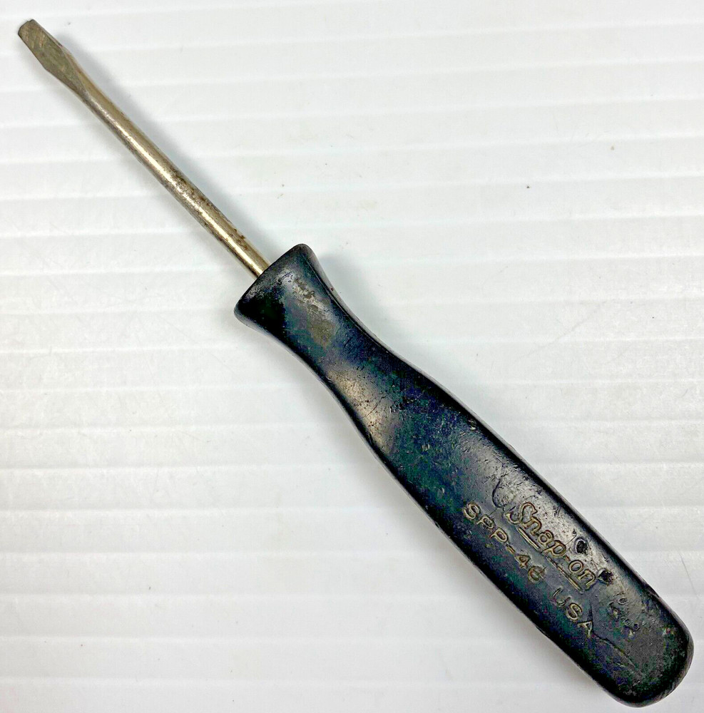 Snap-On Tools SPP46 Mini Black Hard Handle Slotted Flat Tip Screwdriver USA Tool