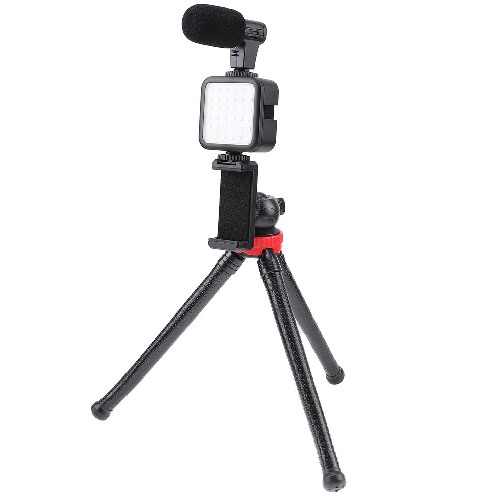 Smartphone Video Vlogging Kit with Tripod+LED Light+Microphone+Remote Control
