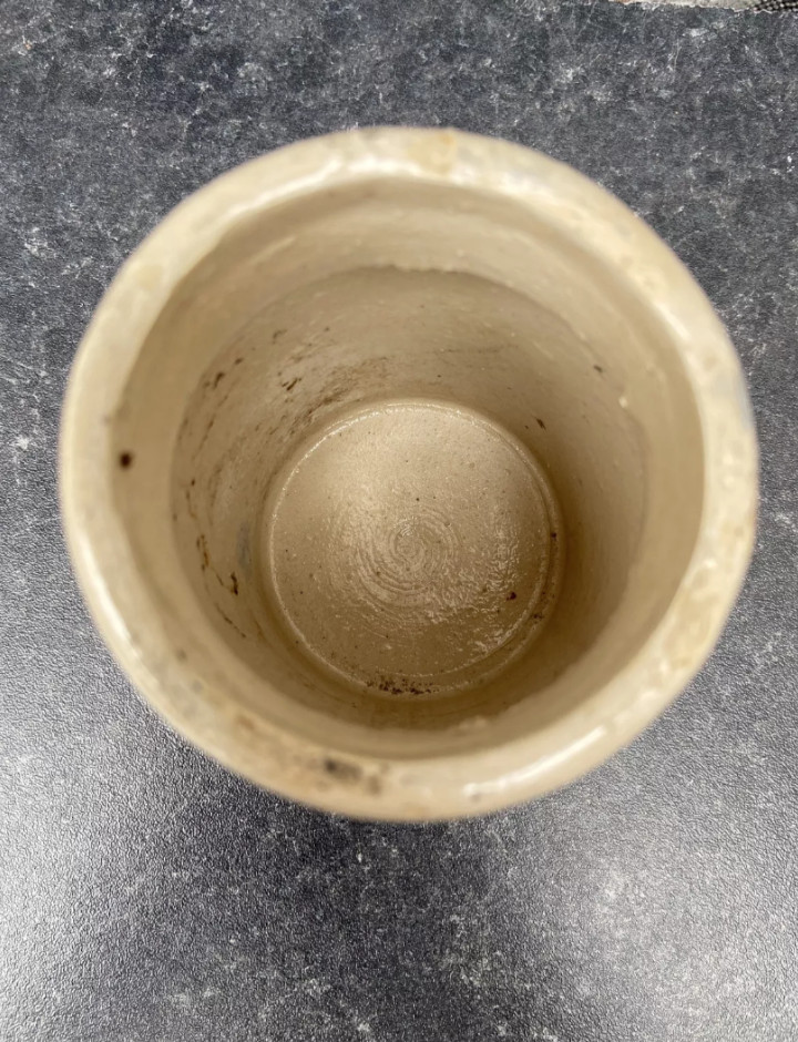 3 Old Ironstone Pots, Stained And Crazed