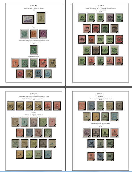 COLOR PRINTED GERMANY REICH 1868-1955 STAMP ALBUM PAGES (100 illustrated pages)