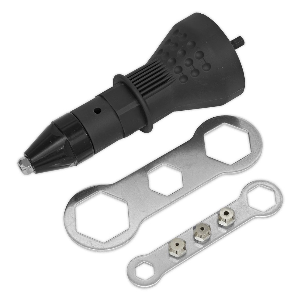 Sealey Riveter Adaptor Drill Powered 1/4" Shank 2.4-4.8mm Blind Rivets