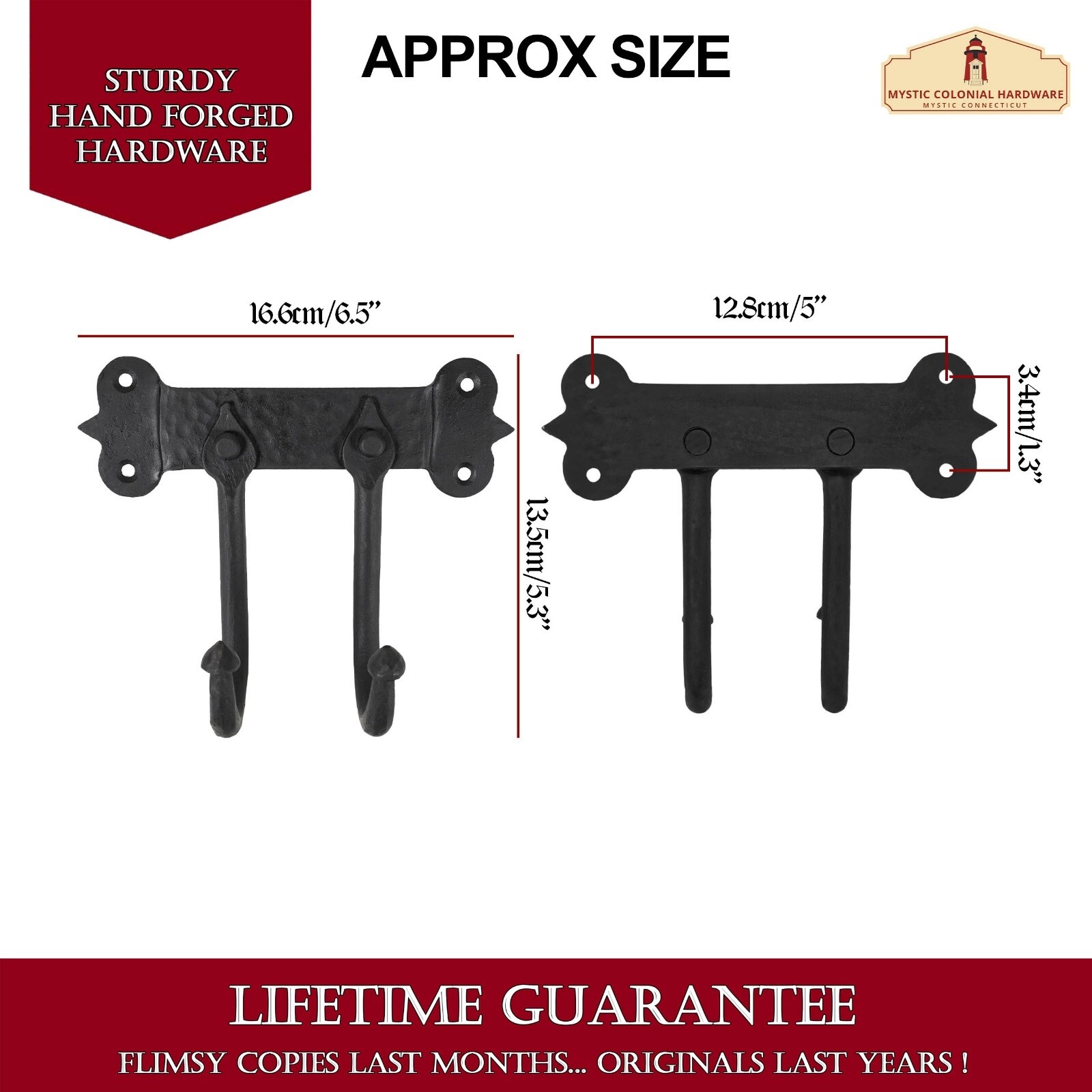 Coat Hook Rustic Cast Iron Door Home Hardware Accessory with Oil Black Finish