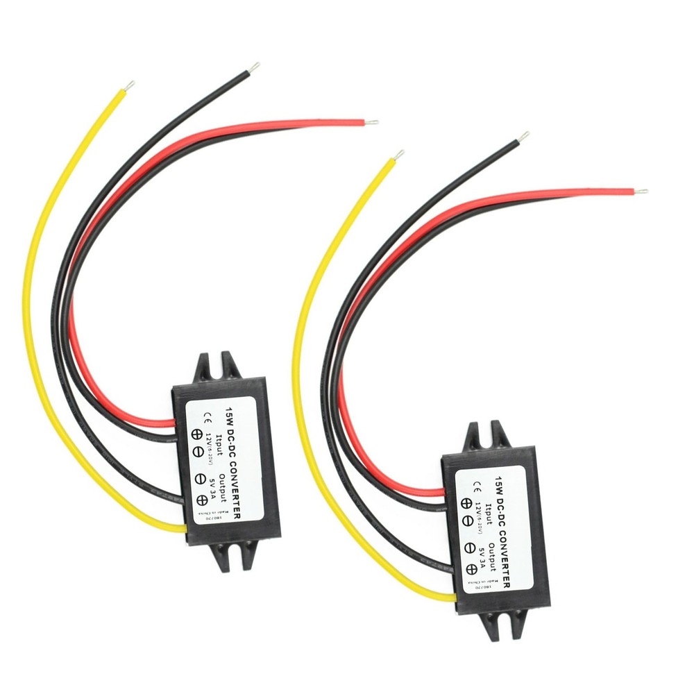 Accessory 2pcs Waterproof 12V to 5V Step Down Converter 3A 89% Efficiency Module