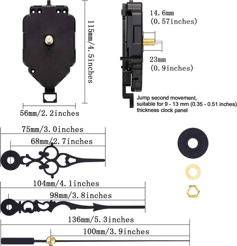 DIY Quartz Clock Movement Kit with Pendulum - Frameless Design for Custom Clocks