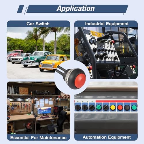 12MM Momentary Push Button Switch ON Off Round Mini Waterproof Push 6Pcs Red