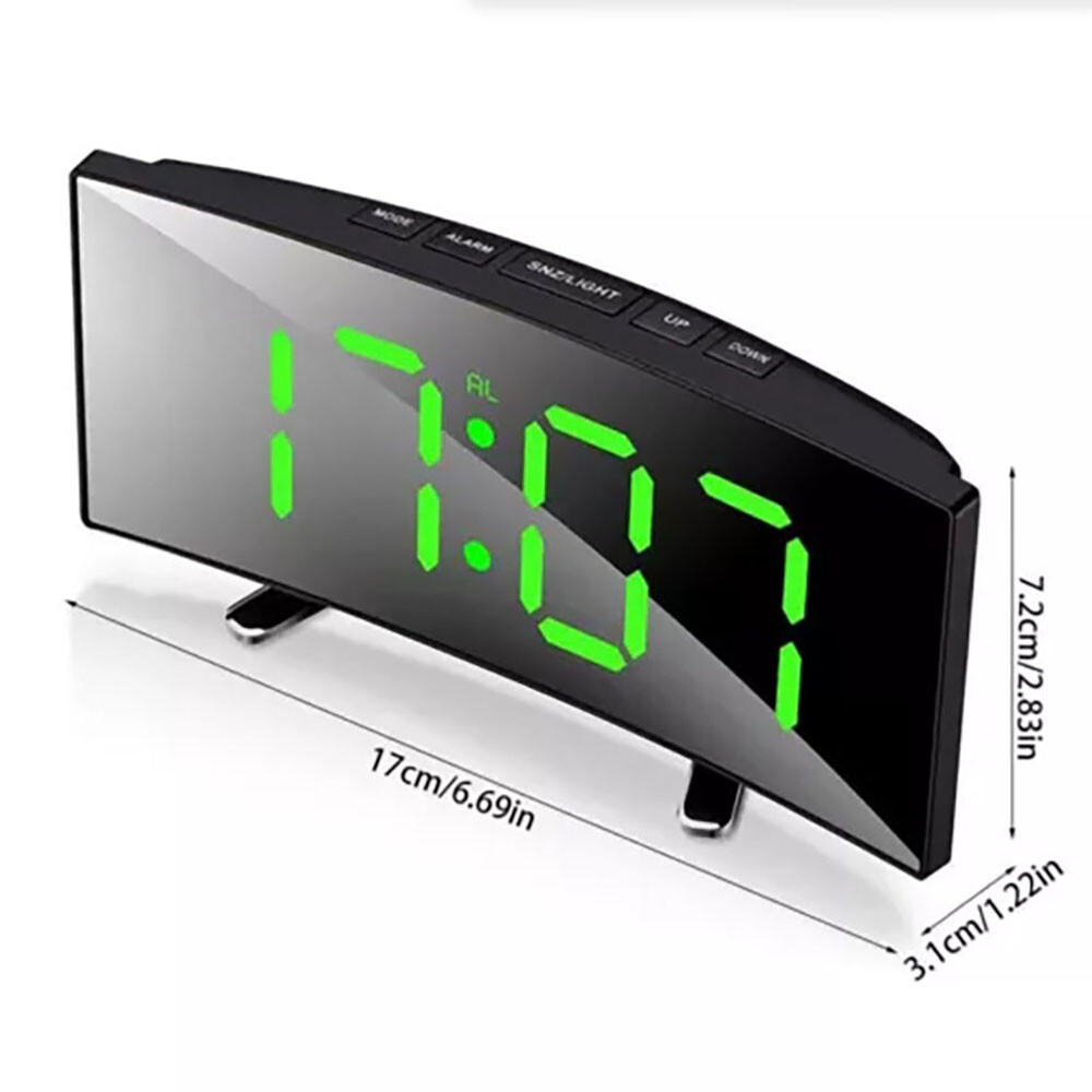 Digital LED Desk Alarm Clock Mirror USB Table Snooze Temperature Display Clocks
