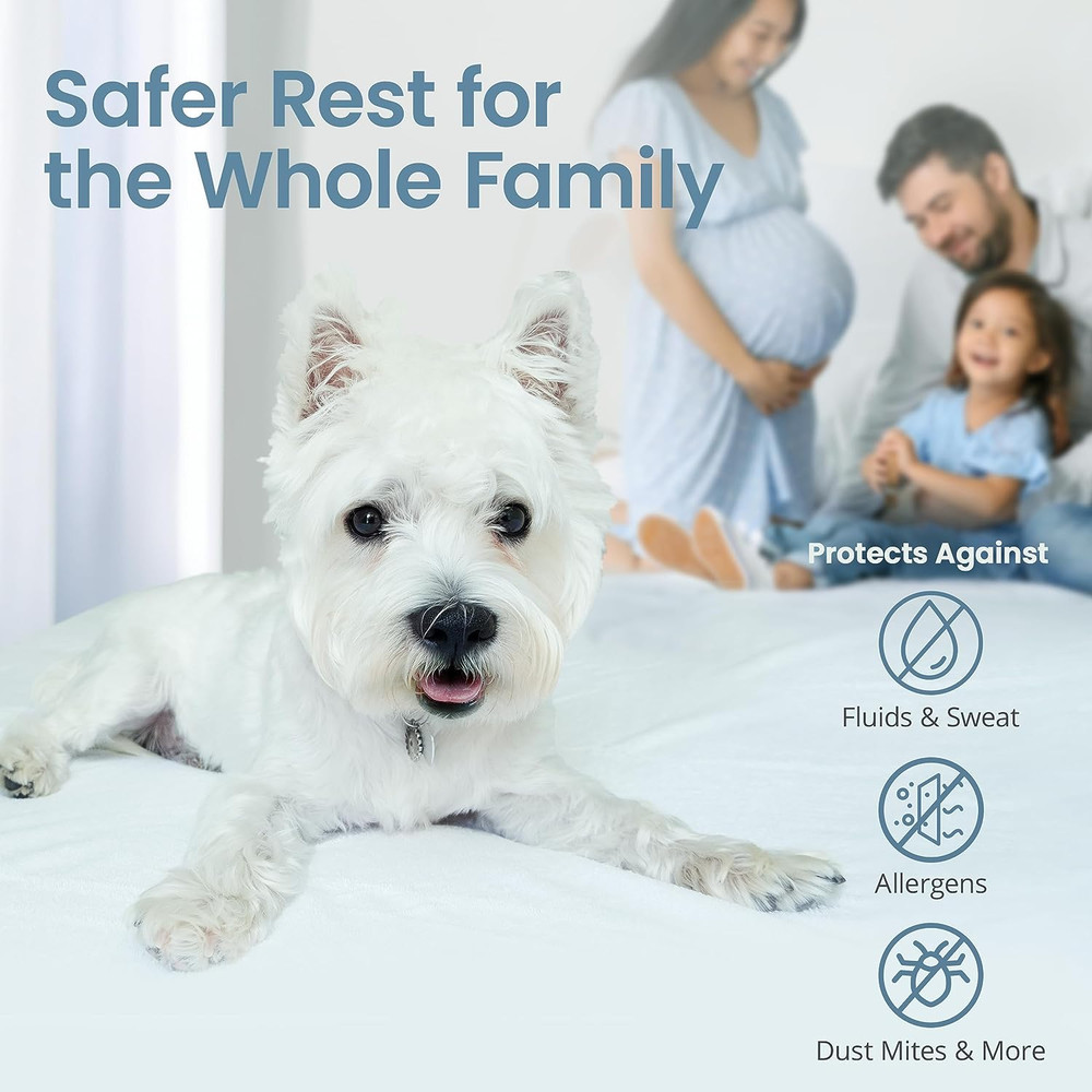 100% Waterproof Queen Size Mattress Protector - Fitted with Stretchable Pockets