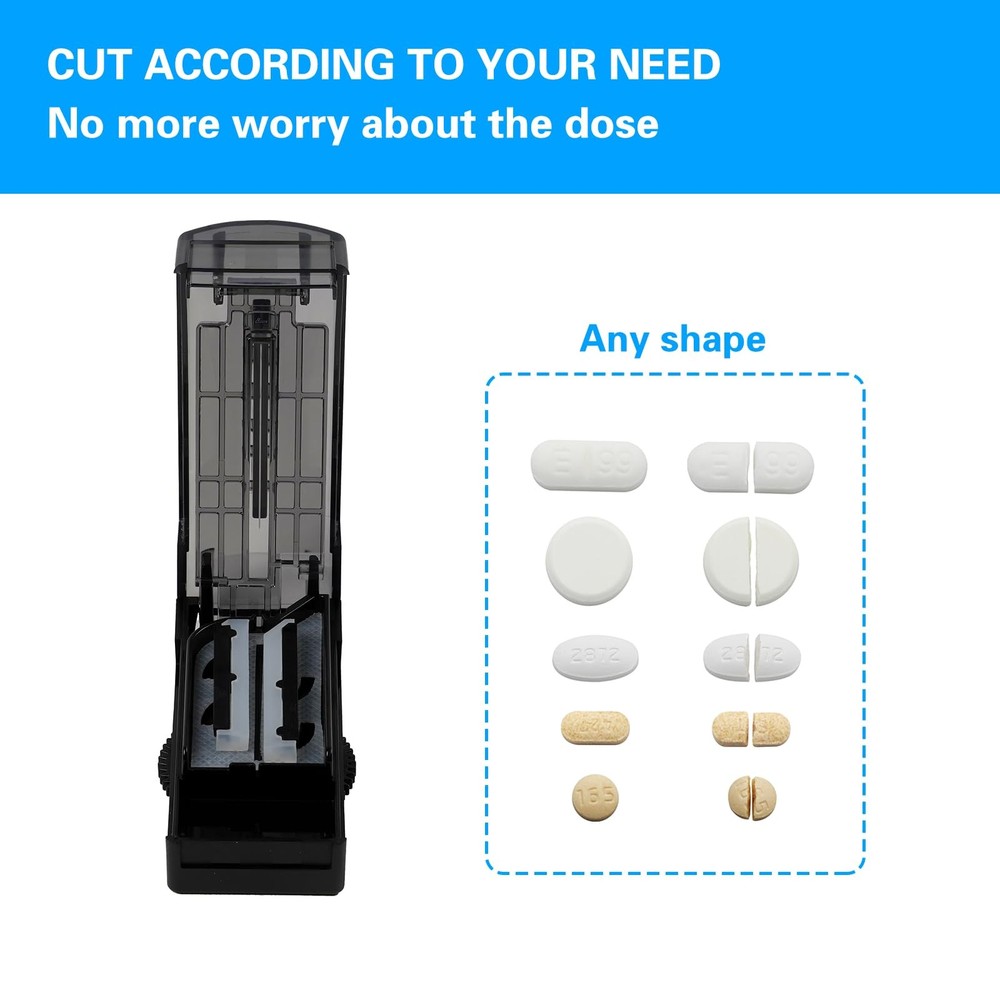 Sneovvin Multiple Pill Cutter for Small or Tiny Pills, Adjustable Black