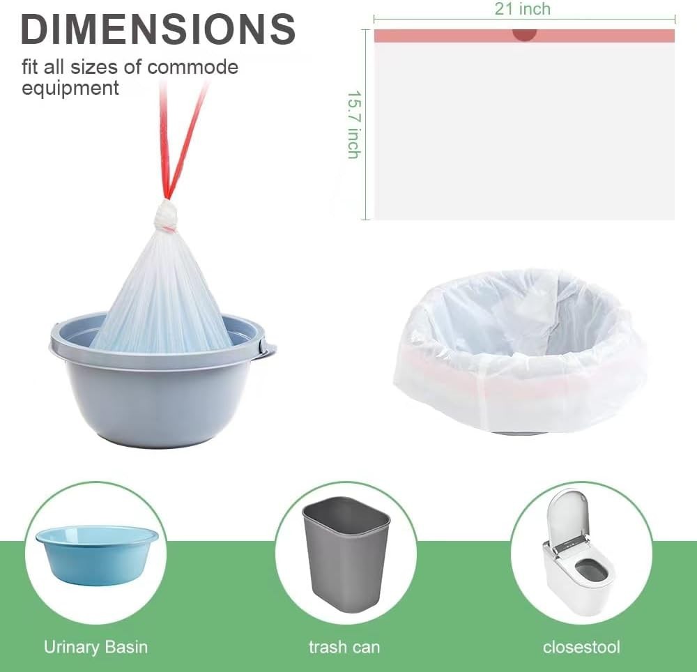 Commode Liners 120PCS Bedside Disposable-Portable Toilet White