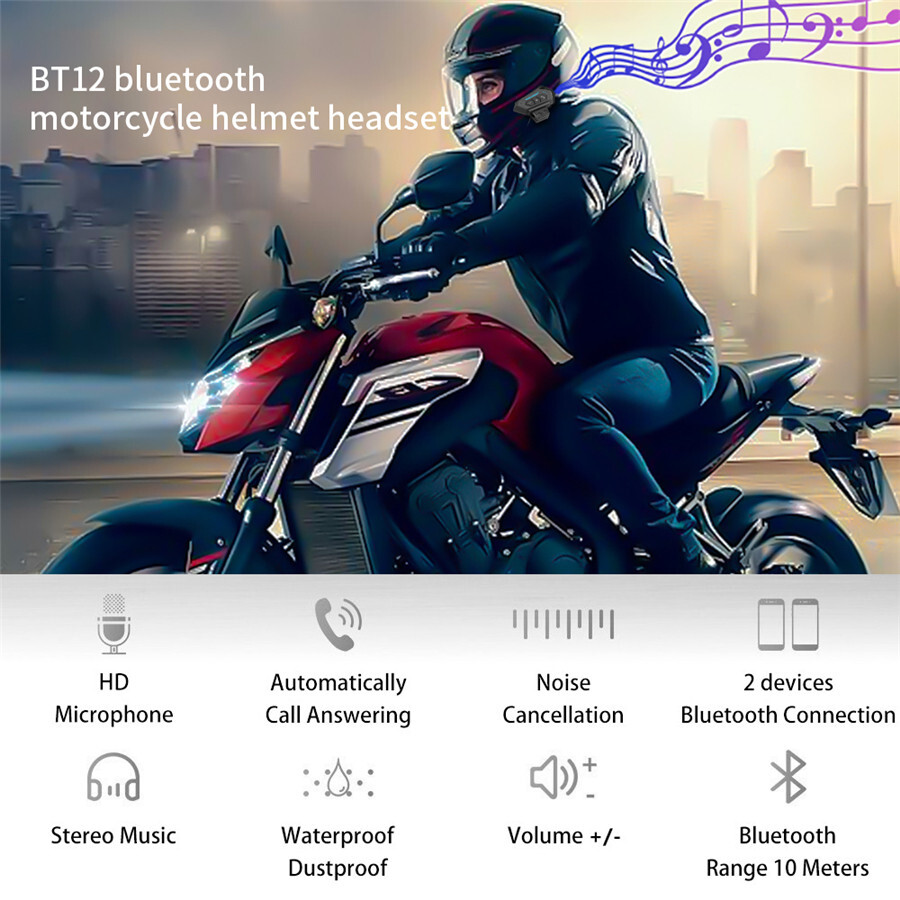 Wireless Bluetooth Motorcycle Helmet Headset Headphone Speaker Kit Waterproof