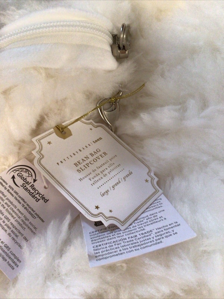 Pottery Barn Teen Cloud Fur Bean Bag Chair Slipcover Ivory Large 41 “ Super Soft