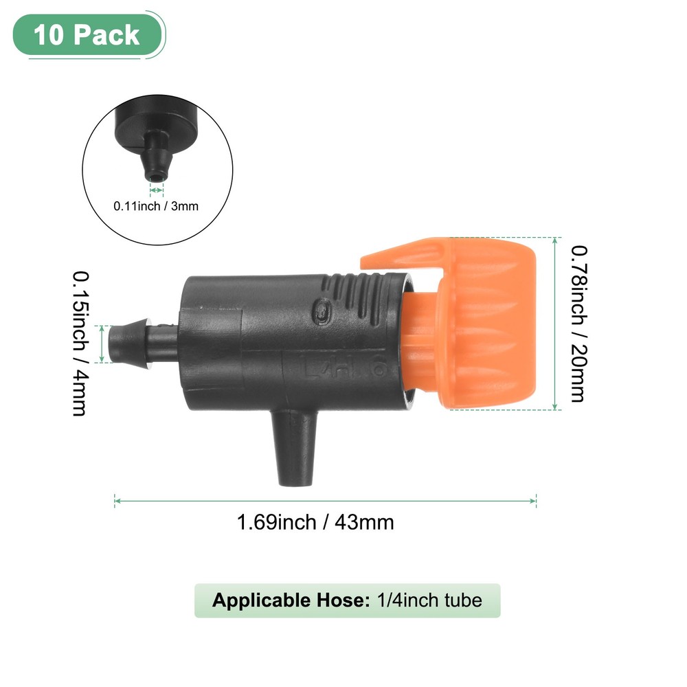 10-Pack Flag Irrigation Dripper Emitter, 0-200L/H Drip Irrigation Connect