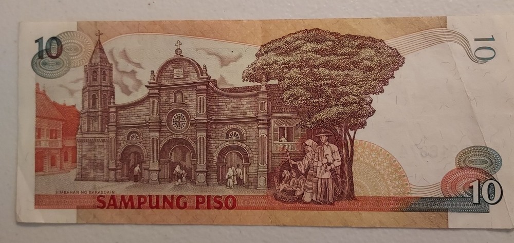 1985 Philippines 10 Piso Note; Pick 169c