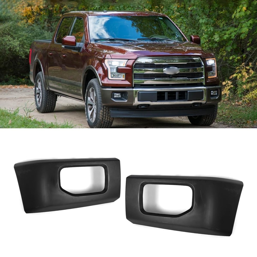 Front Bumper End Cap Pair Primed Black for F150 2015-2017 Replace FL3Z17K832APTM