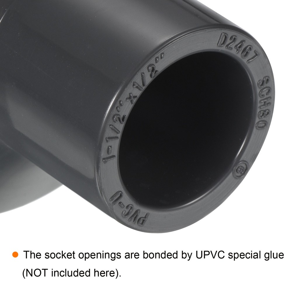 UPVC Fitting Pipe Reducer 1-1/2" x 1/2" 2pcs Straight Coupling