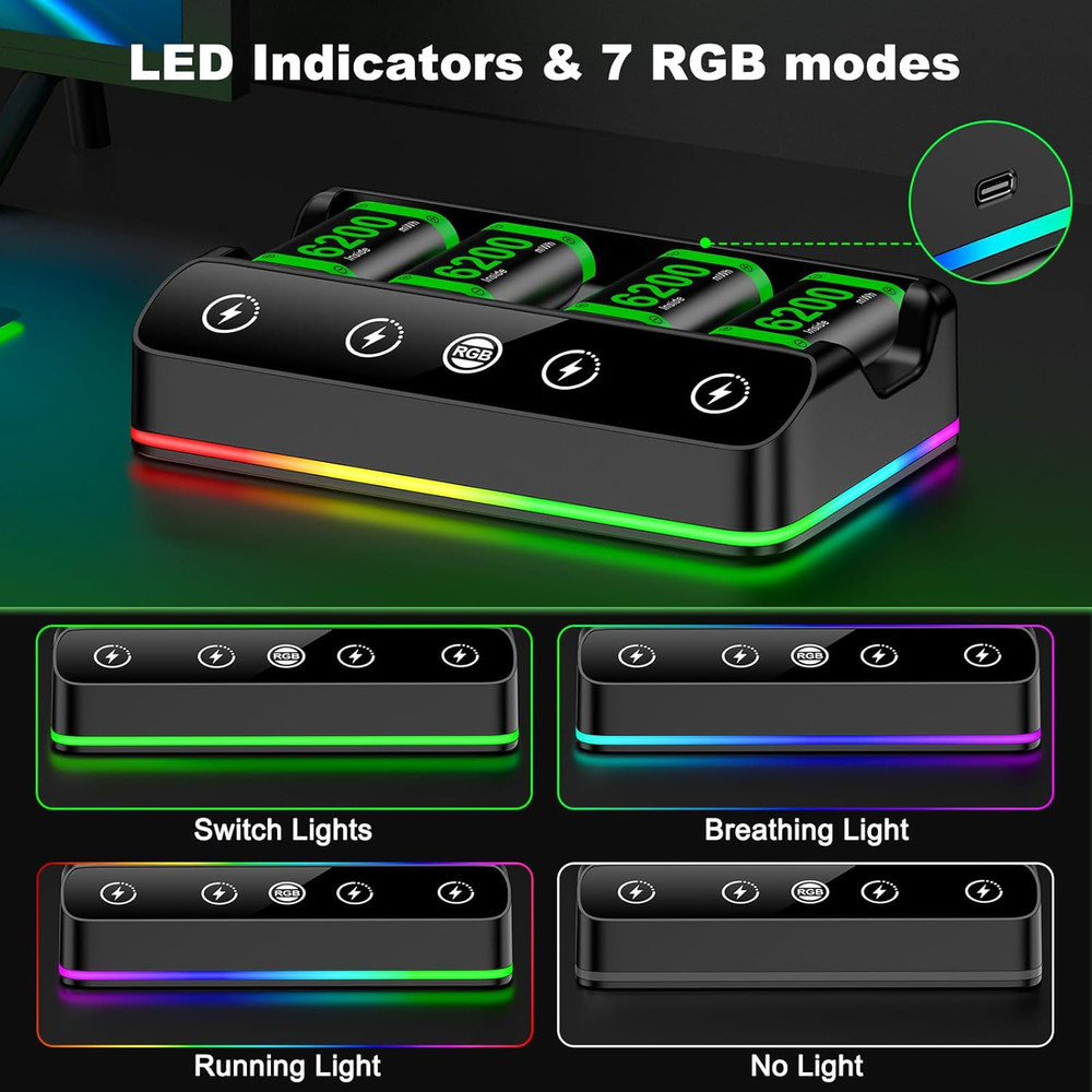 Rechargeable Xbox Controller Battery Pack, 4X6200Mwh Battery Pack for Xbox One S