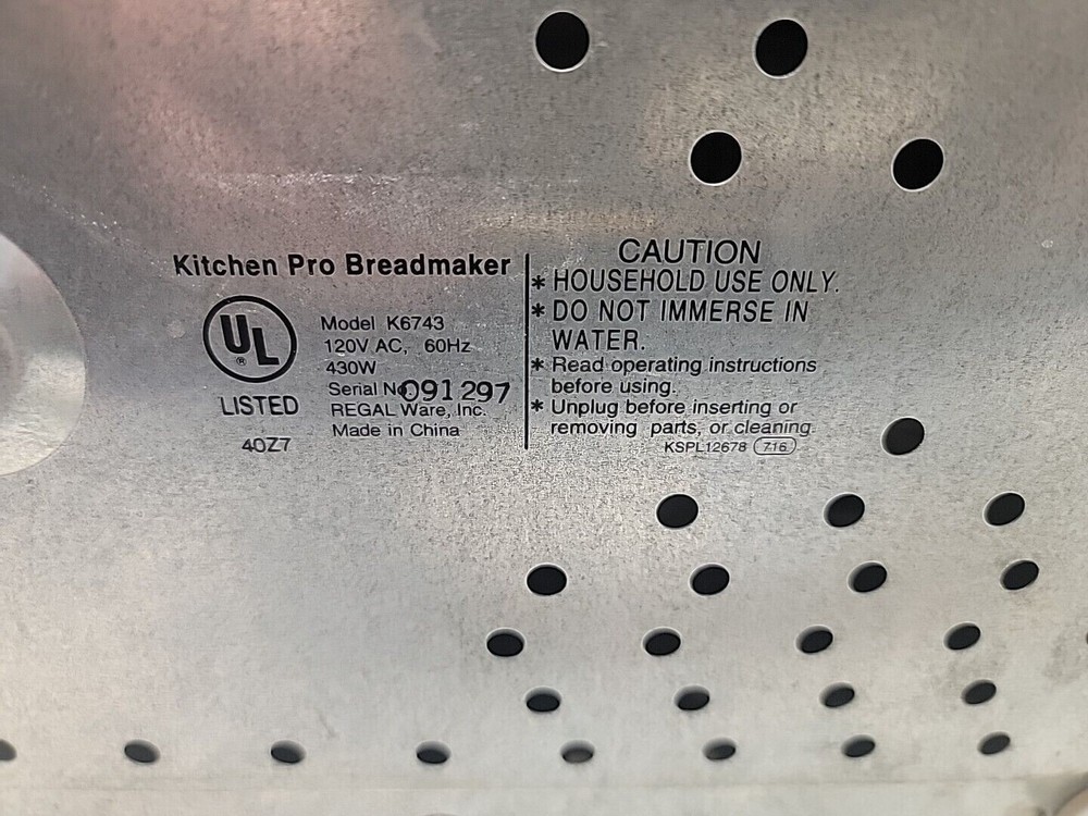 Run Capacitor Regal Kitchen Pro Breadmaker Model K6743 K6743C K6743S