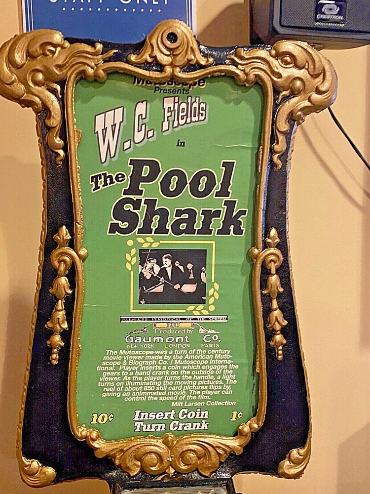Mutoscope Clamshell Arcade Machine Circa 1898-W.C Fields The. "Pool Sharks"