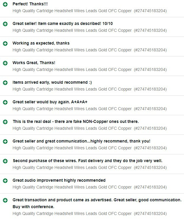 High Quality Cartridge Headshell Wires Leads Gold OFC Copper 