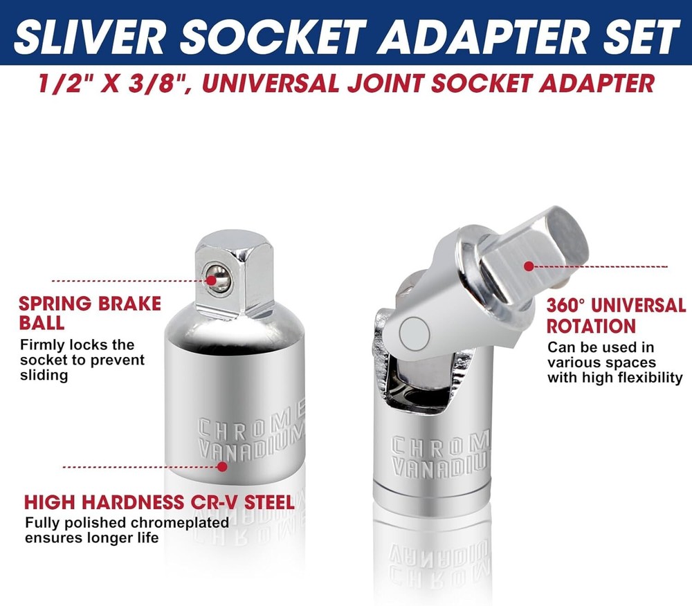 20Pc 3/8 Inch Drive Long Ball End Hex Bit Socket Set Extra Long Allen Socket Set