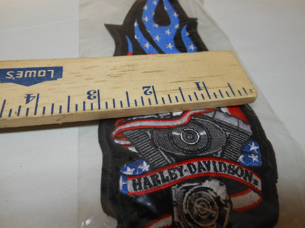 GENUINE HARLEY-DAVIDSON PATCH EMBLEM AMERICAN FLAG FLAMES ENGINE FOR VEST JACKET