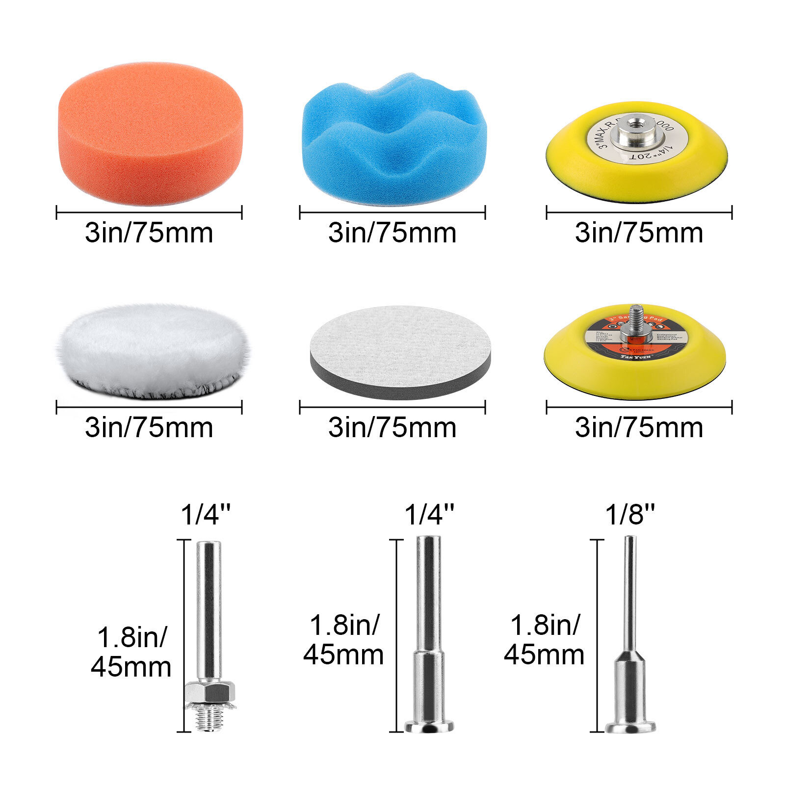 133pcs 3 Inch Sanding Disc Kit, 60-10000 Grit Wet Dry Hook & Loop Sandpaper Pads