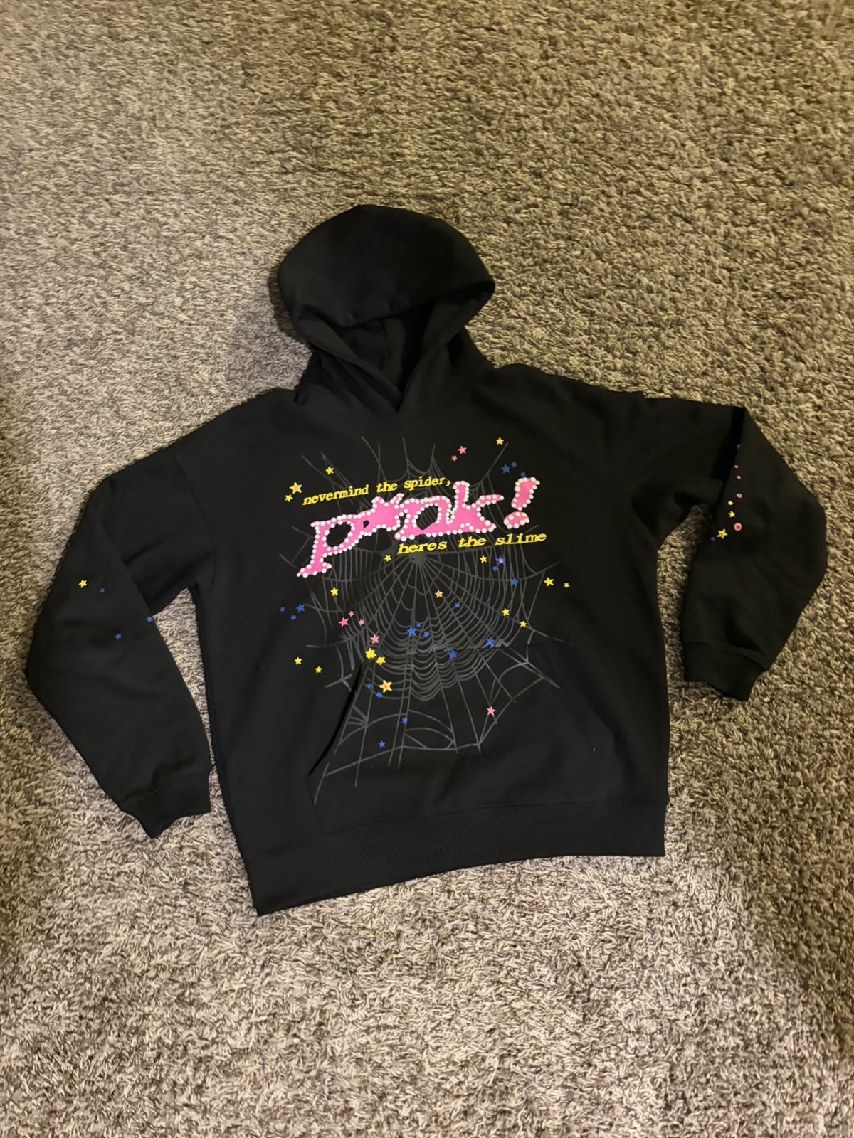 black pink spider hoodie medium