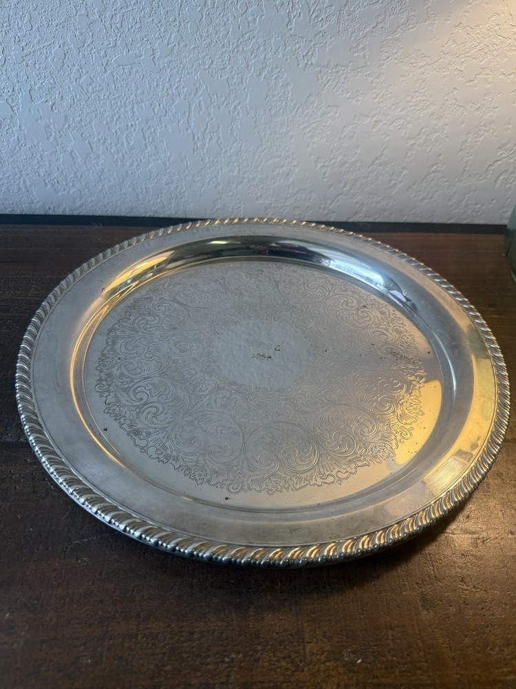 Ornate Silver Plated Tray with Inscription AFSC 1968  - WM A Rogers