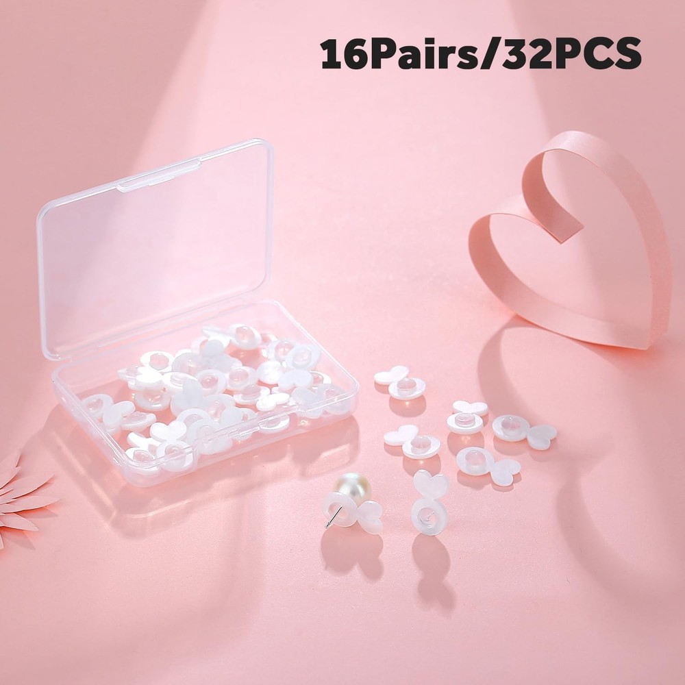 Clear Silicone Earring Backs for Heavy Earring Support Backs, (32PCS - Love)