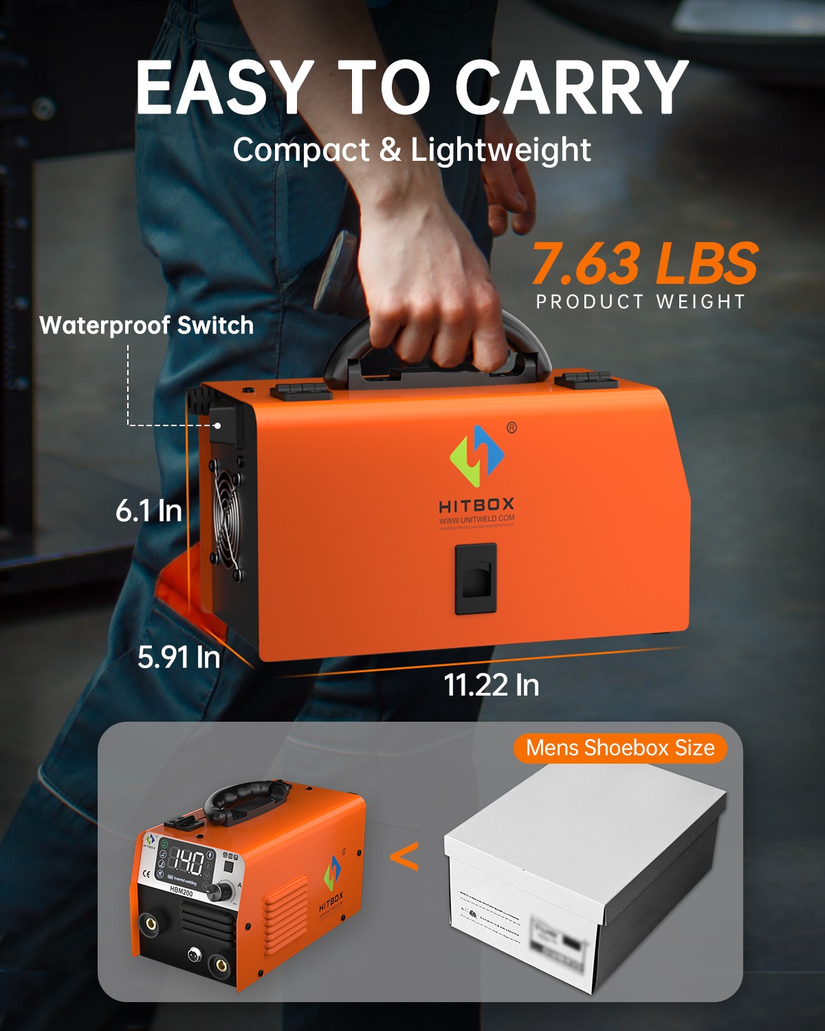 Versatile Hitbox 3In1 200A 110V Gasless Flux Core Welder MIG MMA Lift-TiG Welder