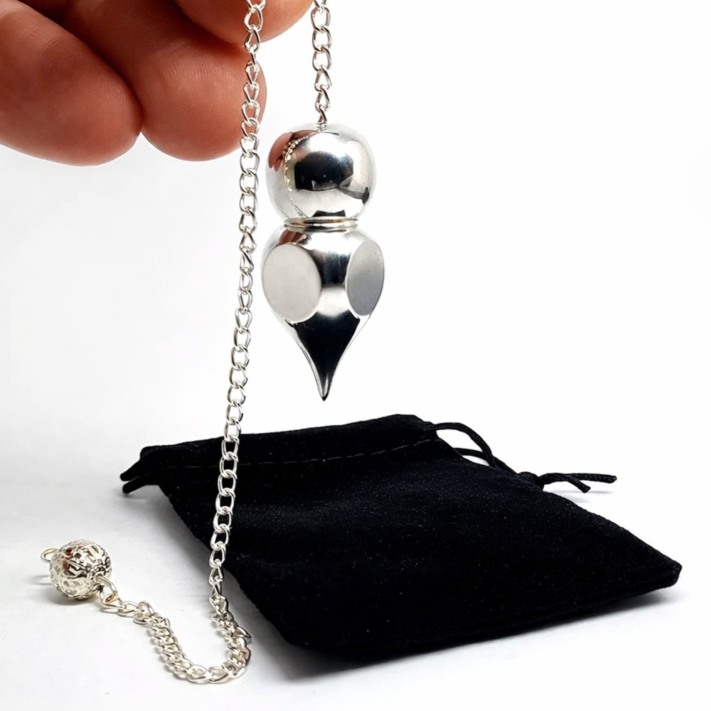 Metal Pendulum Professional Silver Brass Heavy Sensitive Divination Dowser & Bag