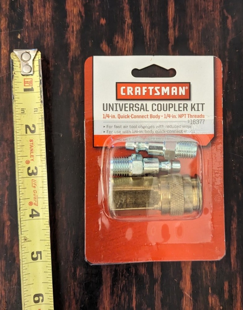 Craftsman Universal Coupler Kit  1/4" Quick Connect 1/4" NPT Threads   #916377