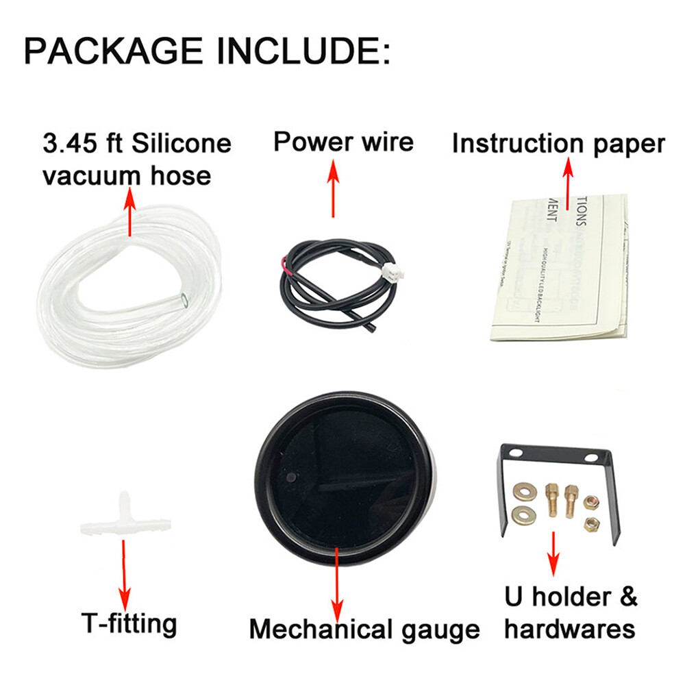 52mm Digital Boost Gauge Tinted 7 Color 0-30 PSI Pressure Turbo Meter 2"