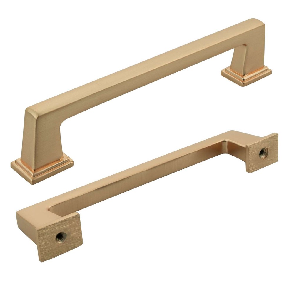 Solid Brushed Champagne Gold Square Cabinet Pulls Handles Knobs Kitchen Drawers
