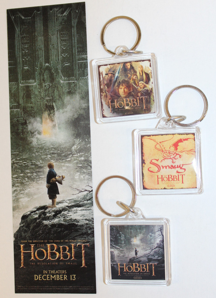 The HOBBIT: DESOLATION of SMAUG - Movie PROMO Lot - 3 KEY CHAINS + 1 BOOKMARK