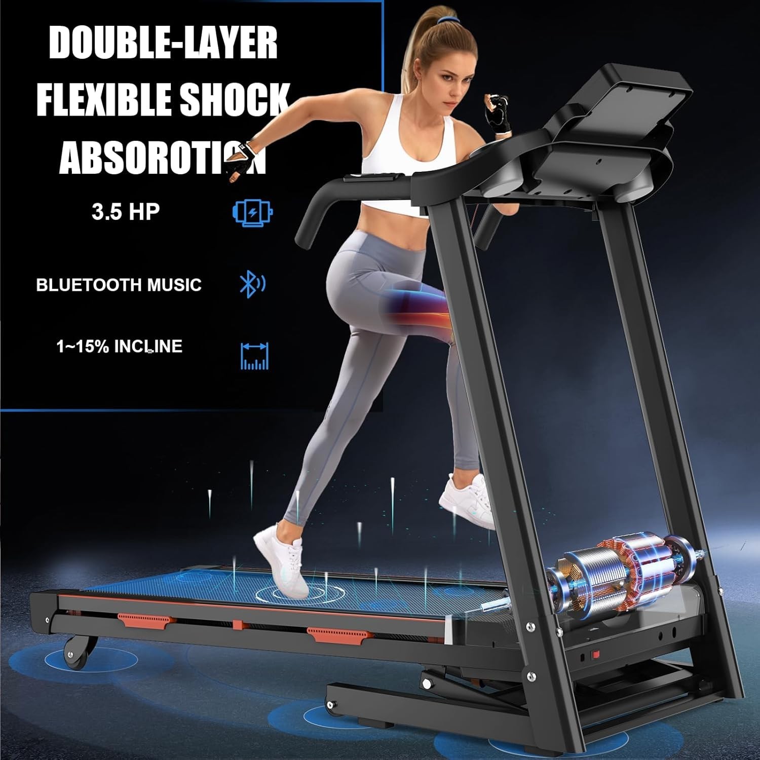3.5HP Foldable Treadmill for Home w/ 15% Auto Incline 8.5MPH 400LBS Capacity APP