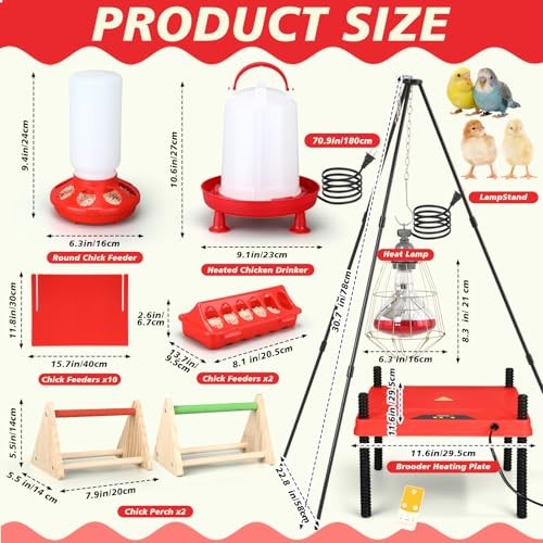 9 Pack Winter Chicken Brooder Box Starter with Heating Plate and 75w Heat