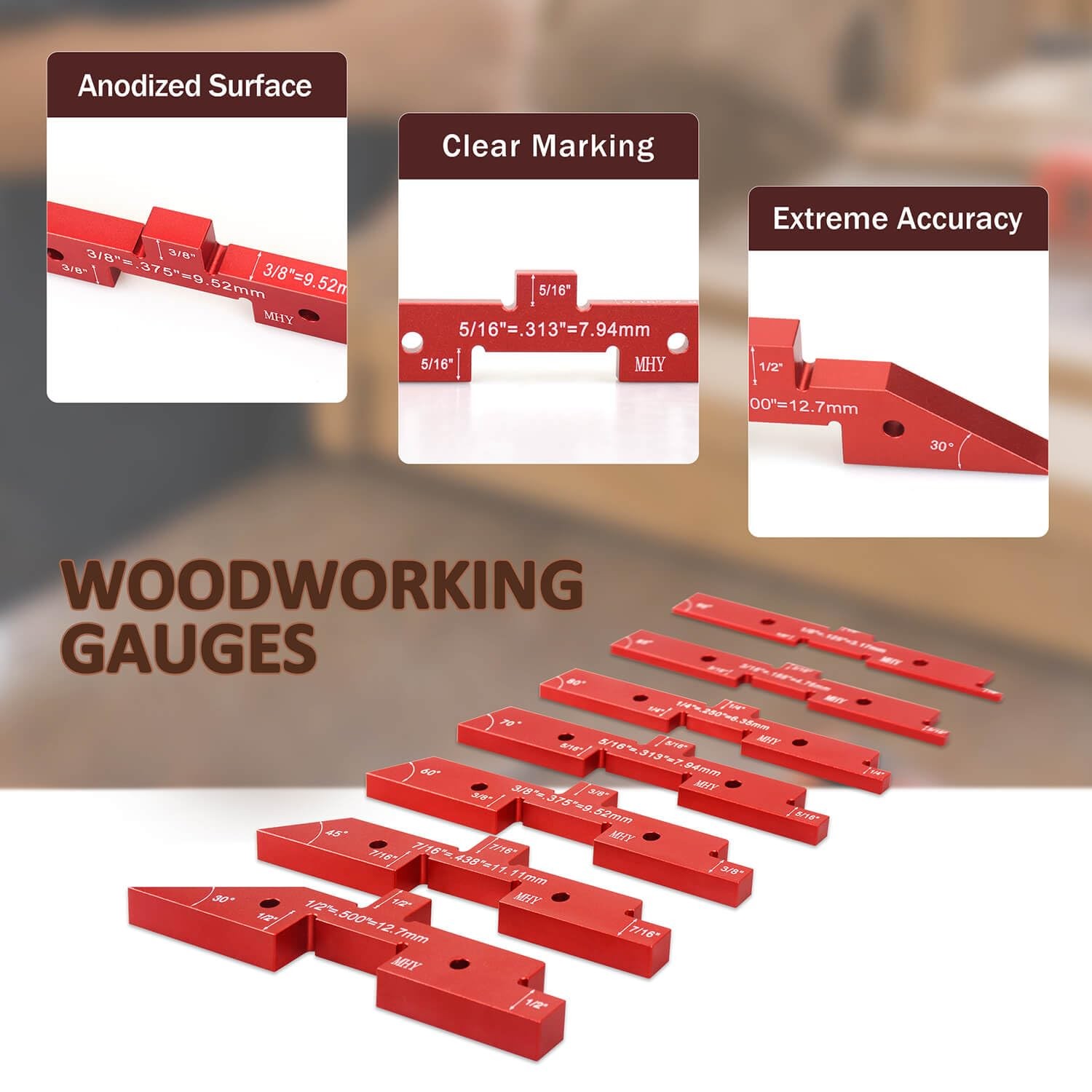 Precision Router Table Setup Blocks - 8PCs Aircraft Aluminum Height/Depth/Ang...