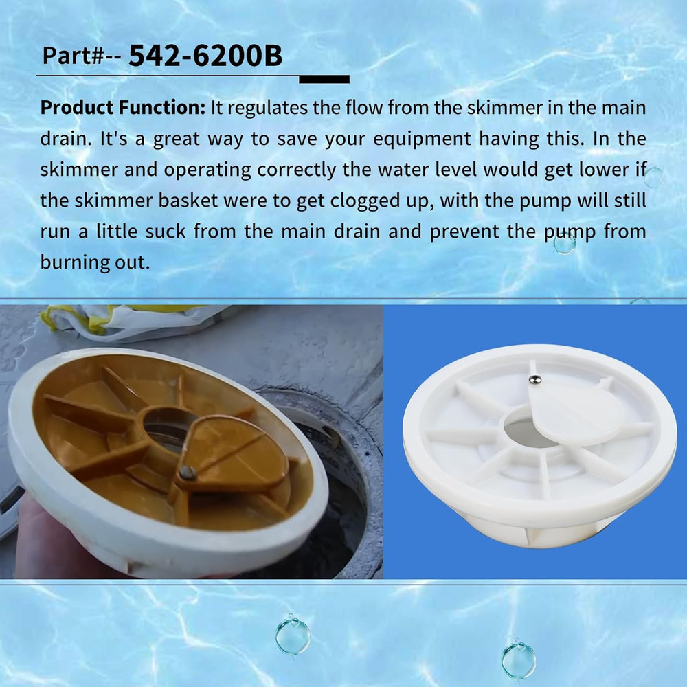 542-6200B Plastic Equalizer Skimmer Float Valve Assembly with O-Ring, Perfectly