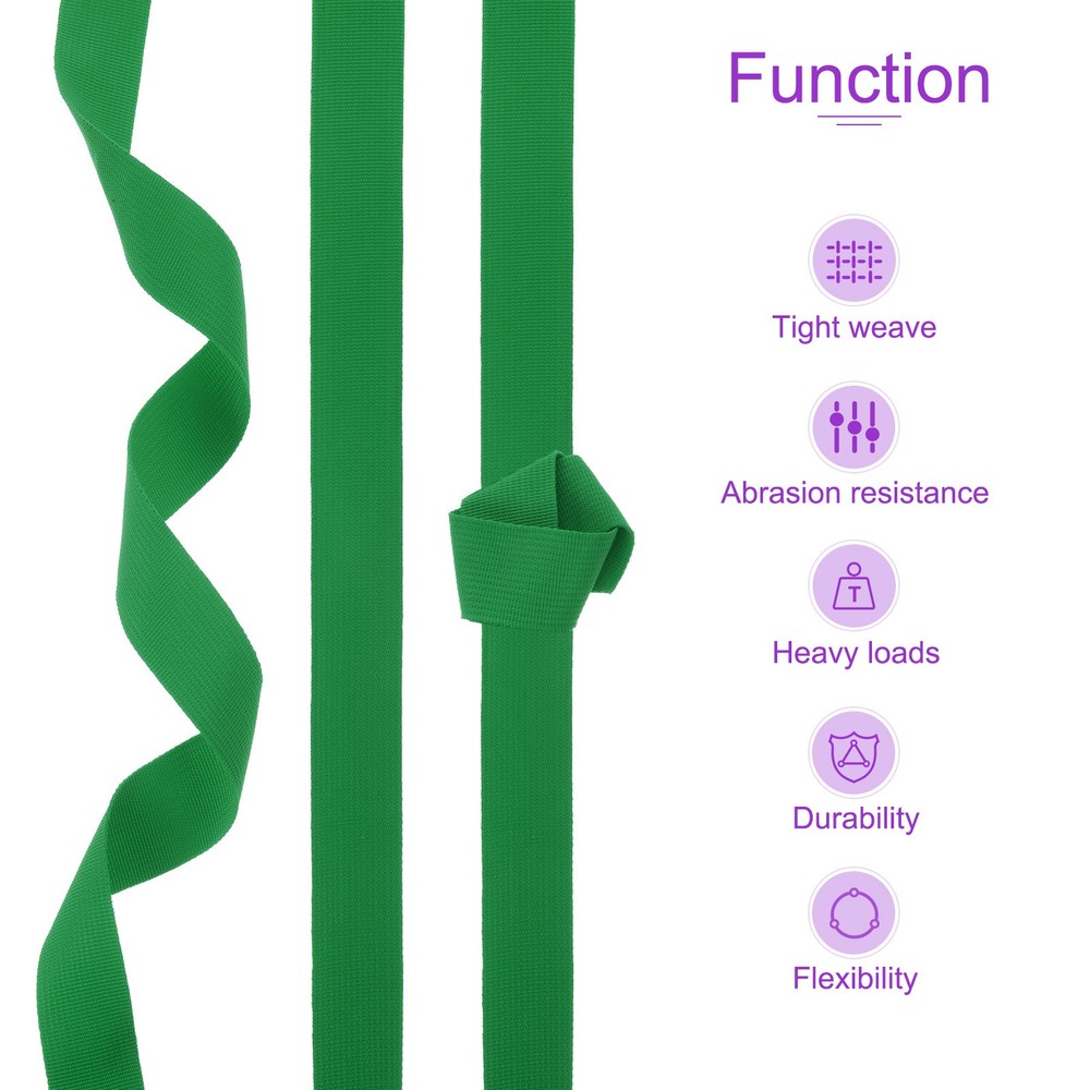 25 Yard x 1 1/2 Inch Width Nylon Webbing Strap Poly Flat Webbing Strapping Green