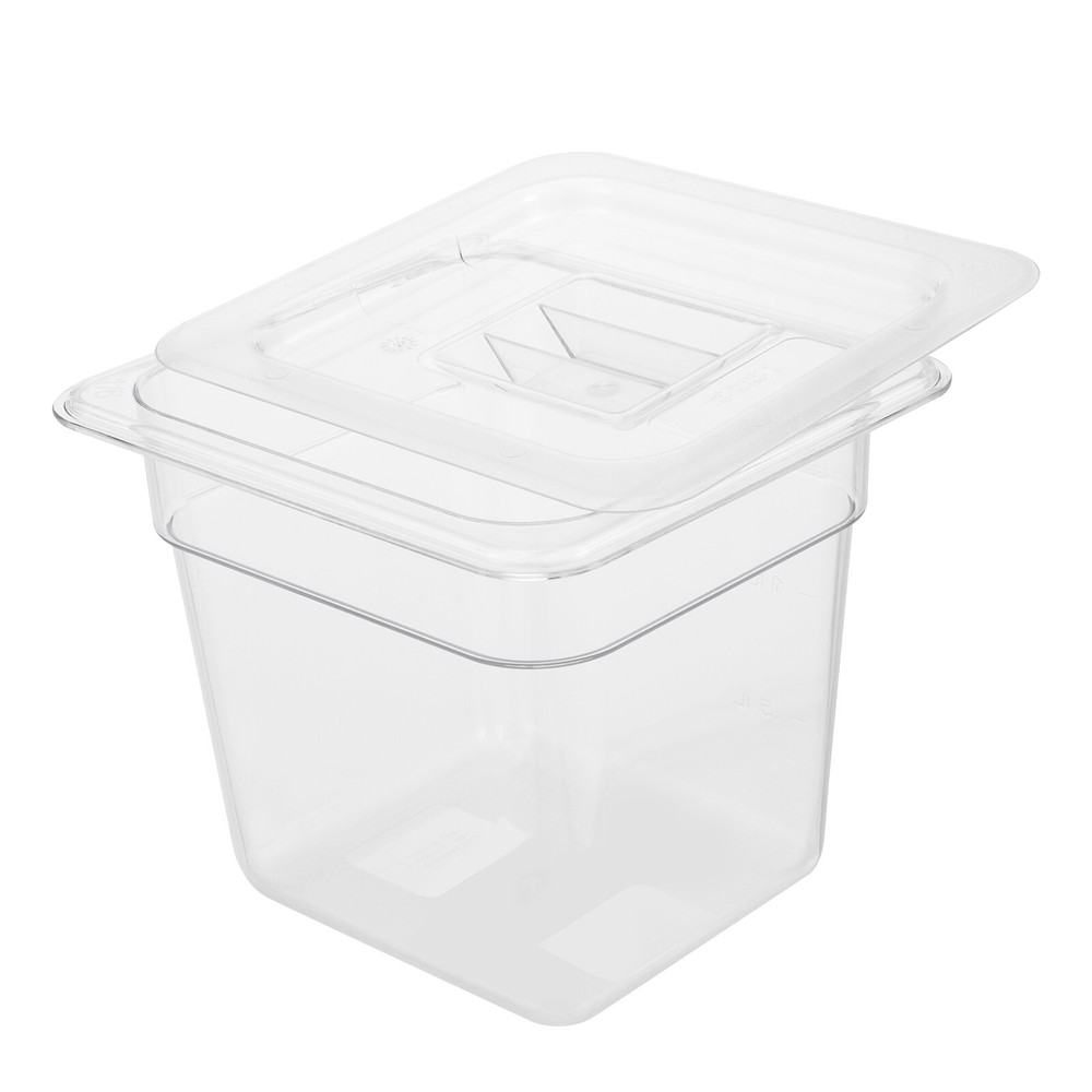 8 PACK 1/6 Size Clear PC Steam Prep Table Food Prep Pans 4" Deep Space Saving