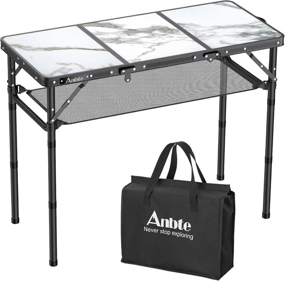 Folding Camping Table Aluminum Portable Picnic Table Adjustable Height