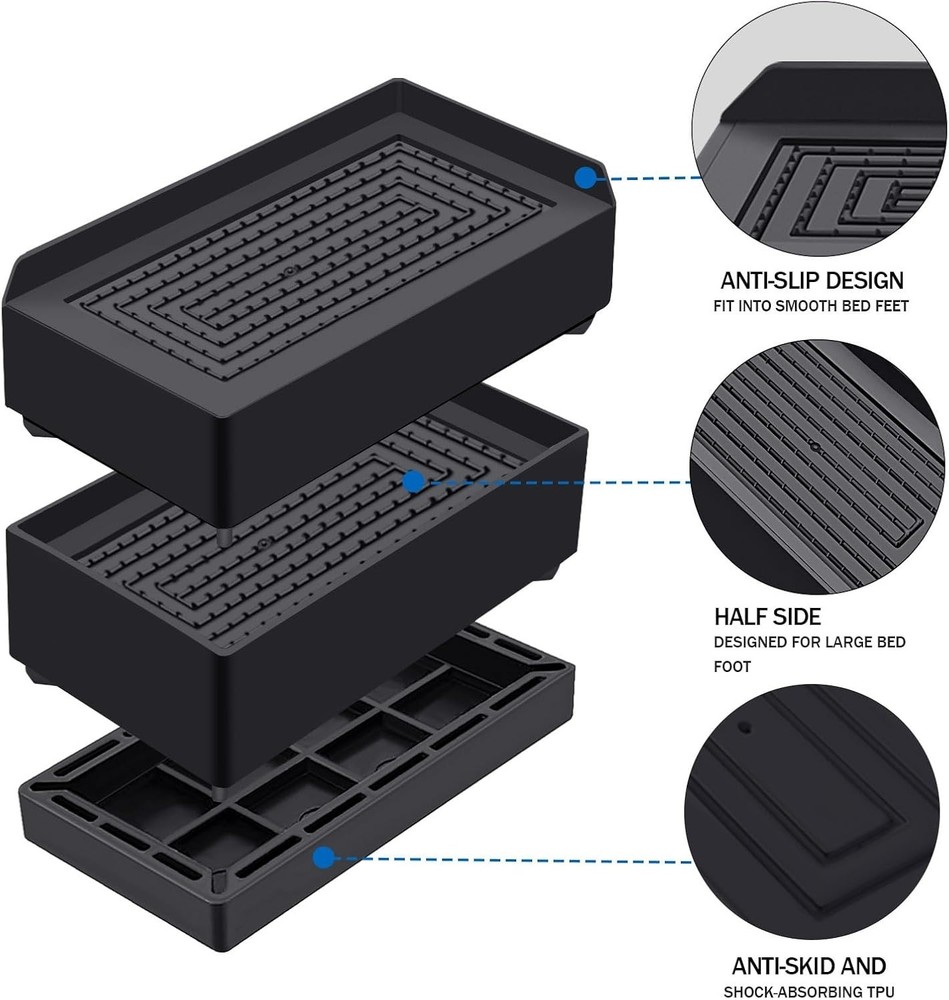 Rectangle Bed Risers Heavy Duty Adjustable Furniture Risers for Couch Bed Sof...