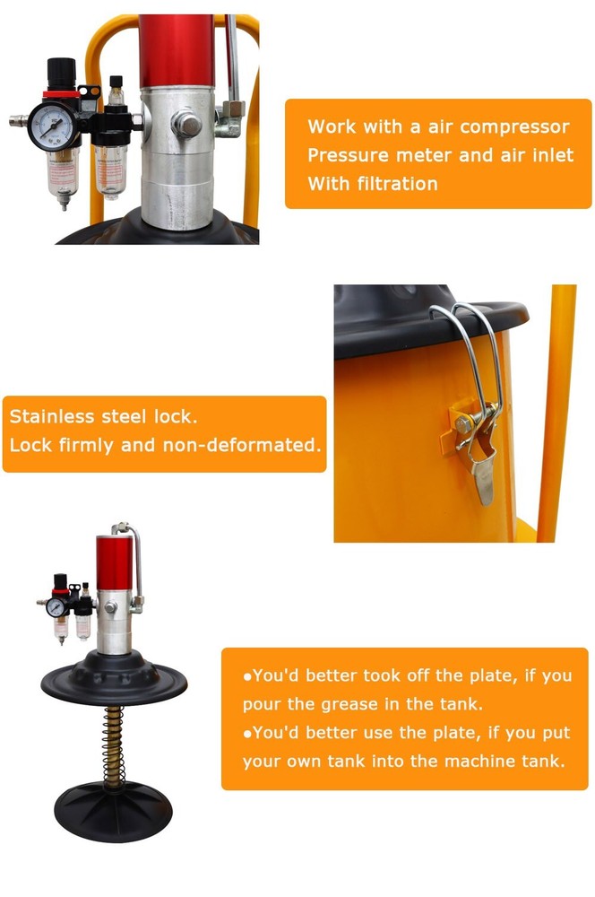 5gal Pneumatic Compressed Grease Injector 20L with Pressure Meter Adjustable