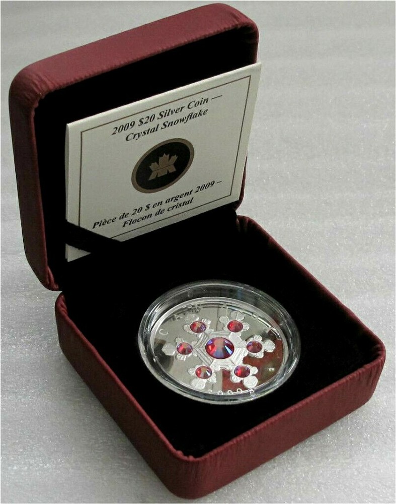 2009 CANADA SILVER 20 DOLLARS SNOWFLAKE PINK