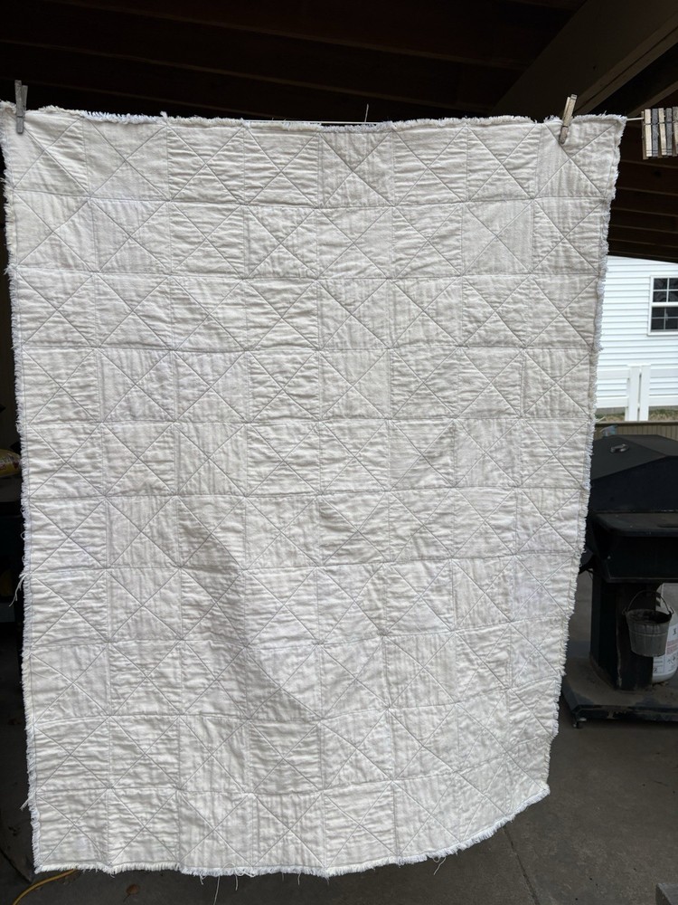 Patchwork Rag Quilt Beige White Speckled Pattern Bedroom Bedding