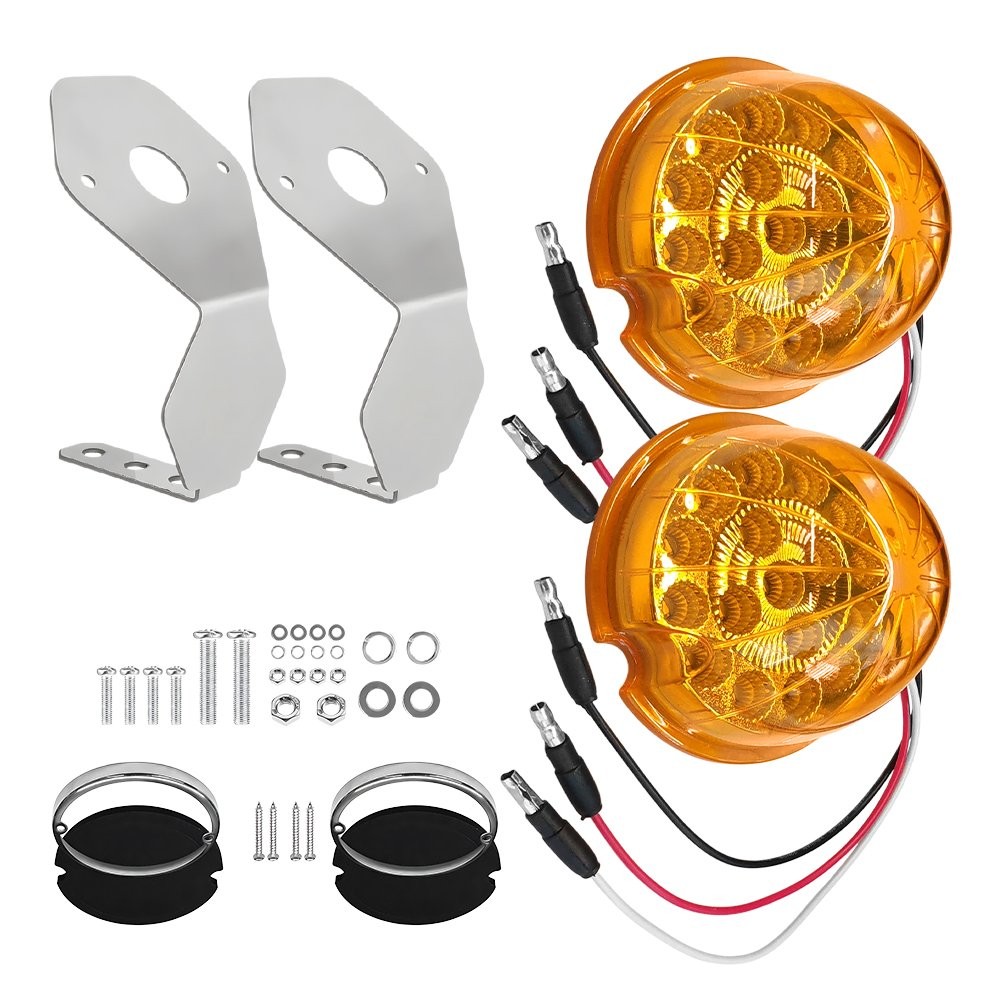 Watermelon Light Frame Bracket Angled Mount Billet Clamp + LED Amber Lamp Set`