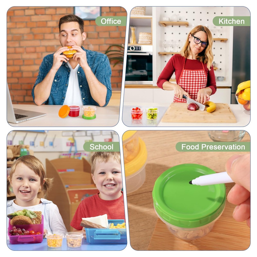 Yomarket 4 oz Small Plastic Containers with 4 oz, Multicolor-B(24pcs 4oz)
